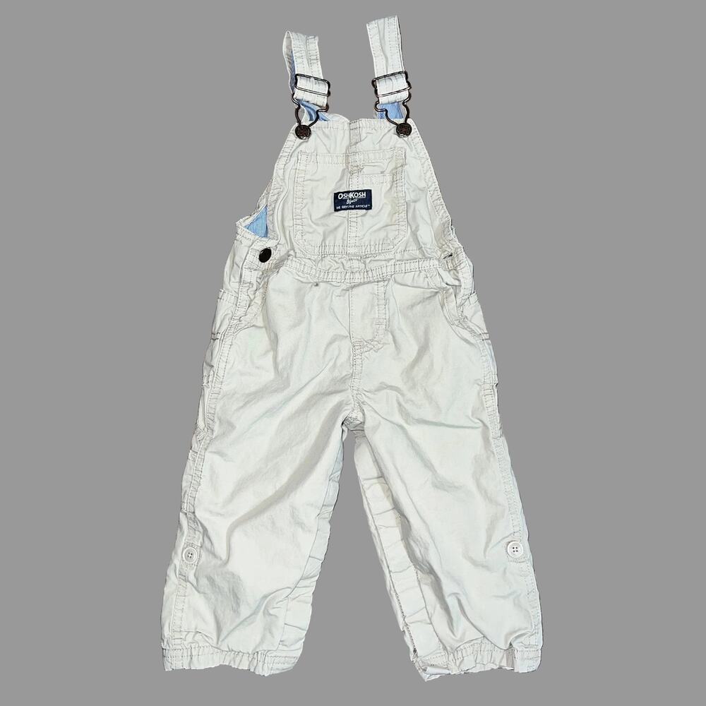 OshKosh B'gosh Baby Boy Bib Overalls Size 18 Months Khaki Cotton Adjustable